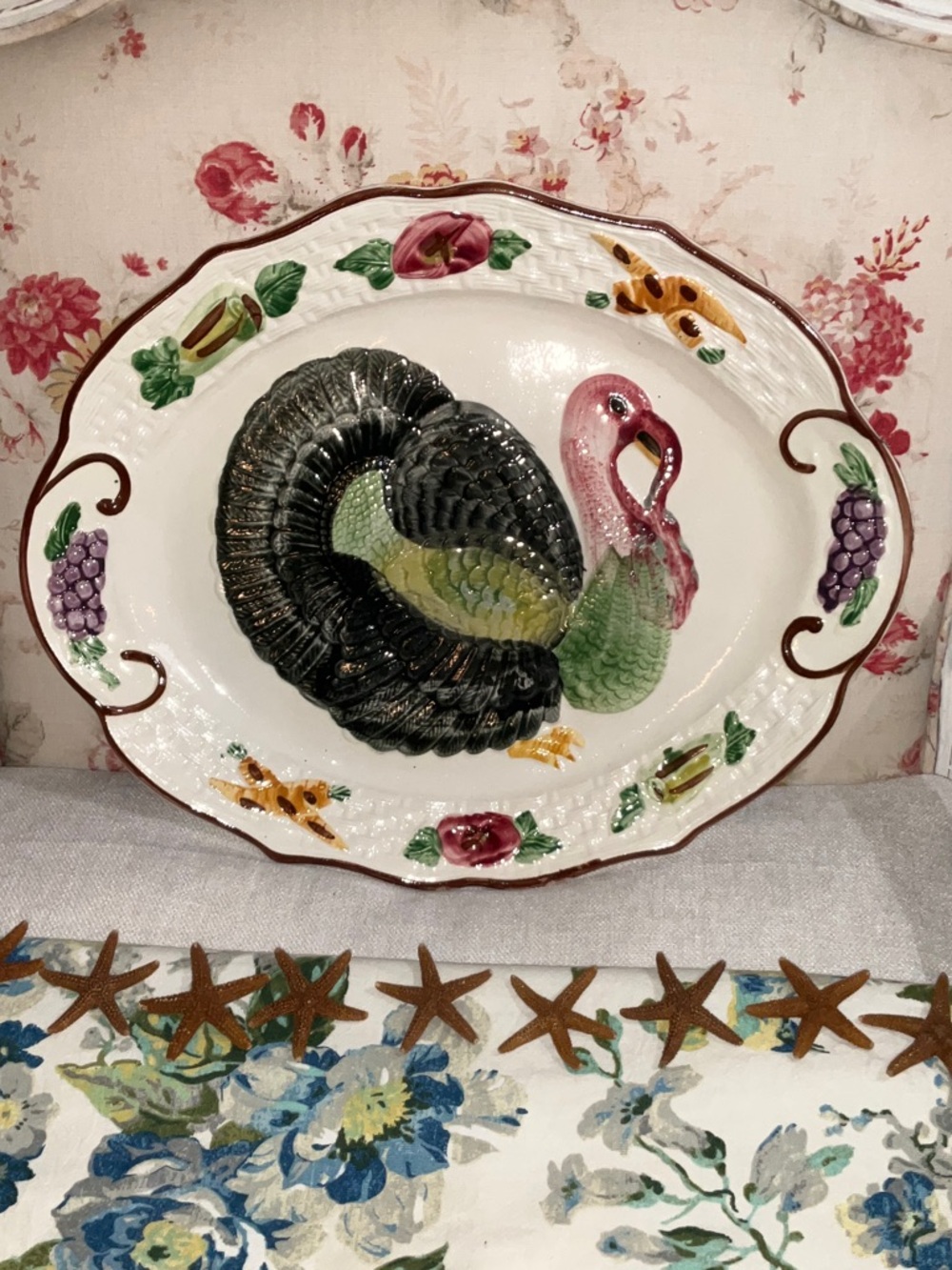 Hand-Painted Vintage California Turkey Serving Platter